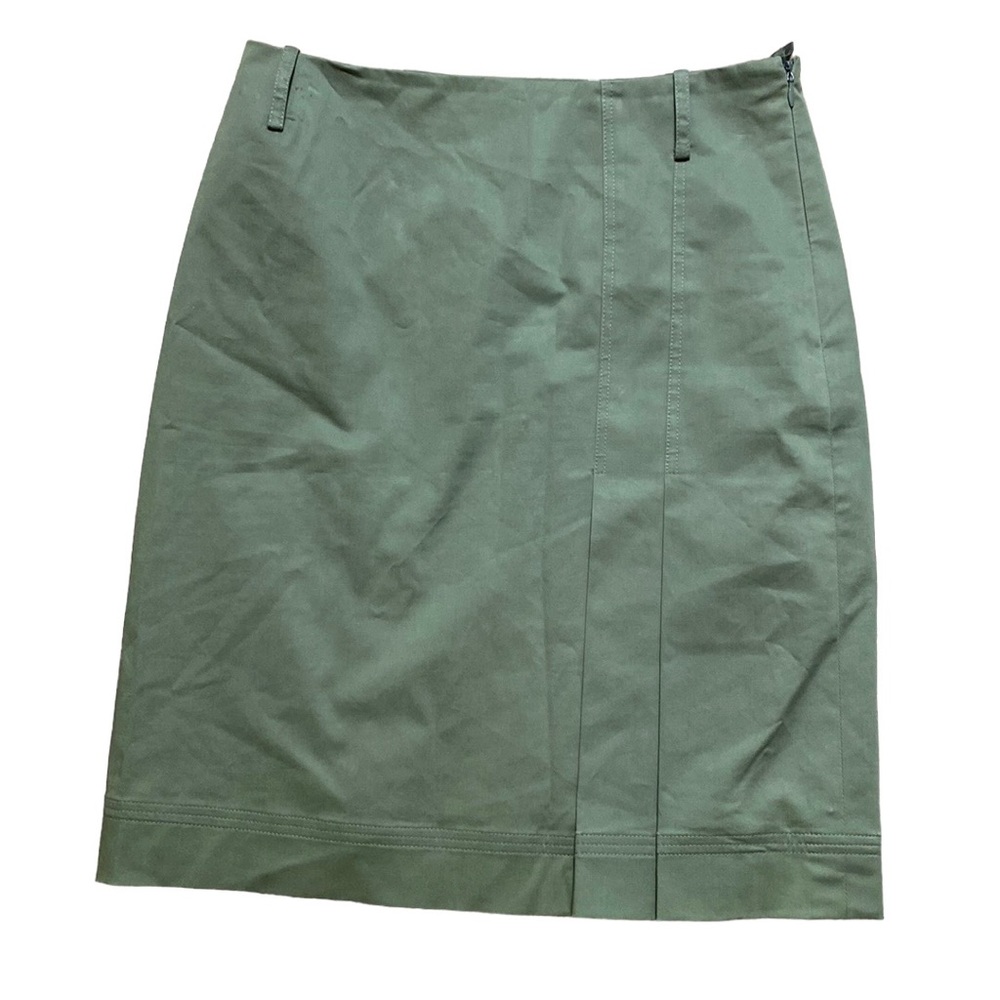 Per Se Military Green Pleated Lined Pencil Skirt 0